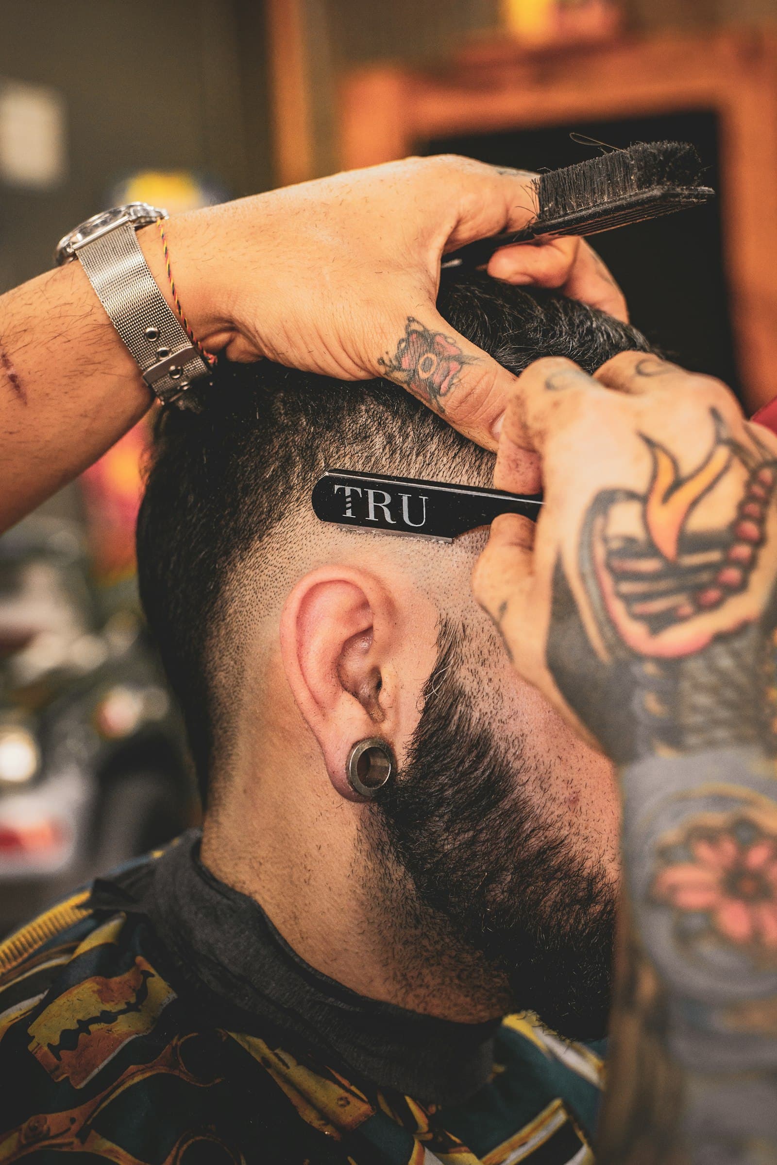 Hot towel straight razor shave